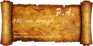 Pávai Arnold névjegykártya