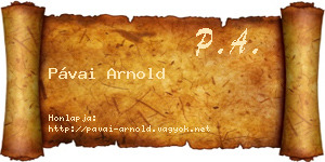 Pávai Arnold névjegykártya